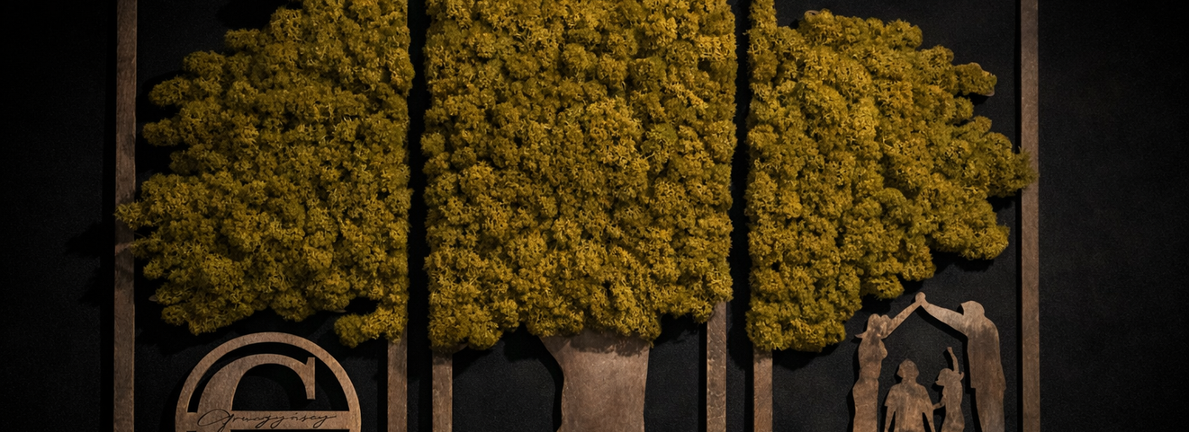 🌿 Od projektu do natury: laserowe wypalanie i wyklejanie mchem