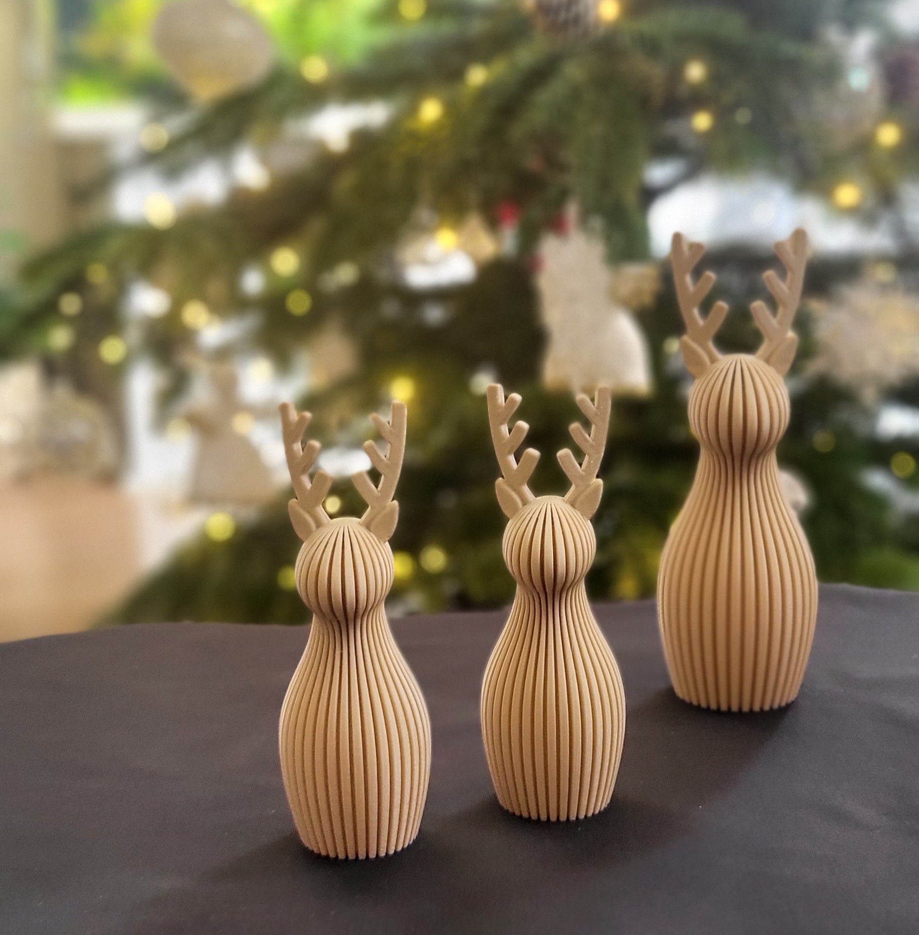 Zestaw 3 Reniferów Dekoracyjnych "Leśny Rytm" / Jeleń Geometryczny