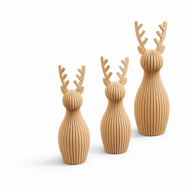 Zestaw 3 Reniferów Dekoracyjnych "Leśny Rytm" / Jeleń Geometryczny
